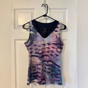 EleVen by Venus Williams sz S athletic tank top made in USA, floral pink/purple